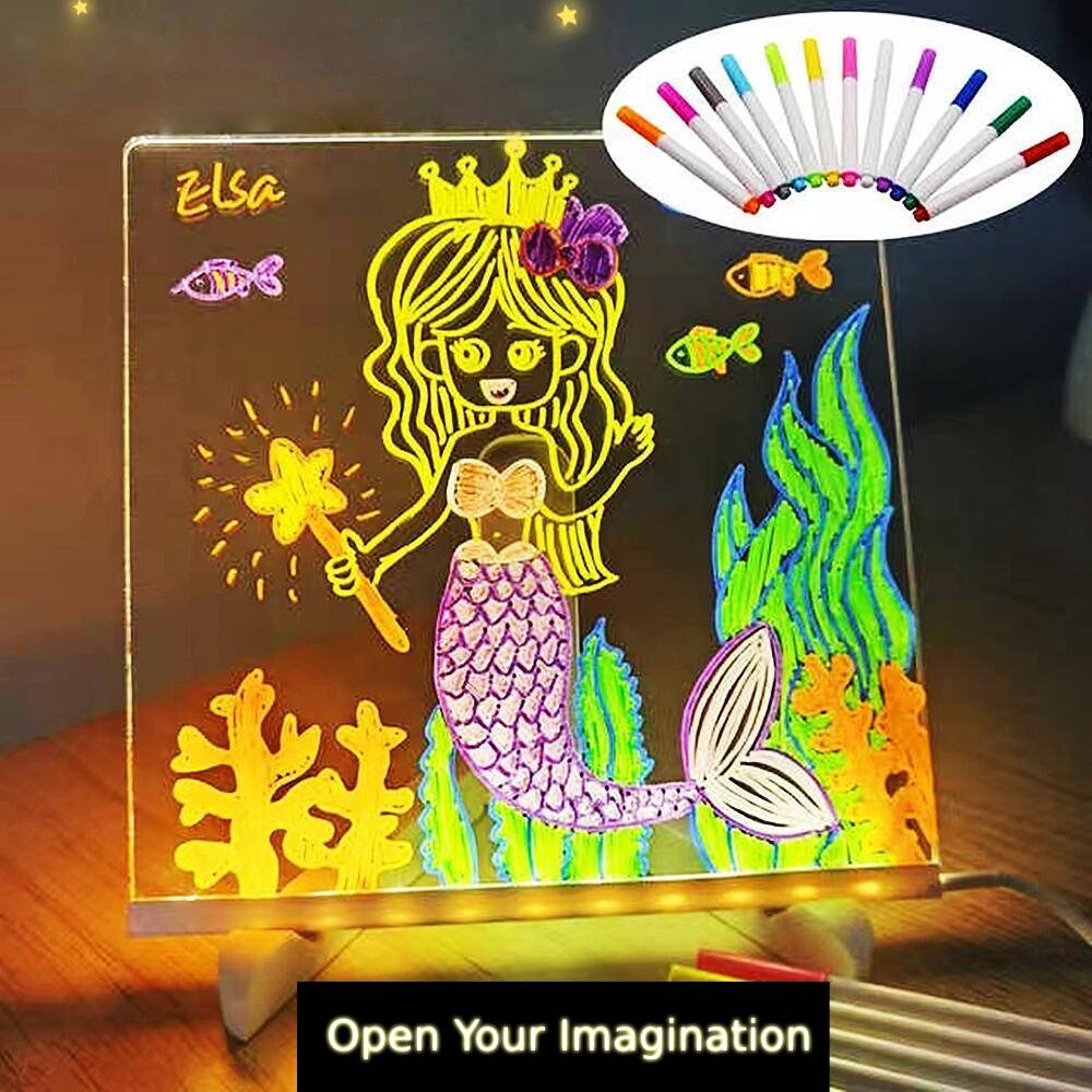 LED Note Board with Colors Glowing Acrylic Message Marker Board with Light Unique Gift for Kids