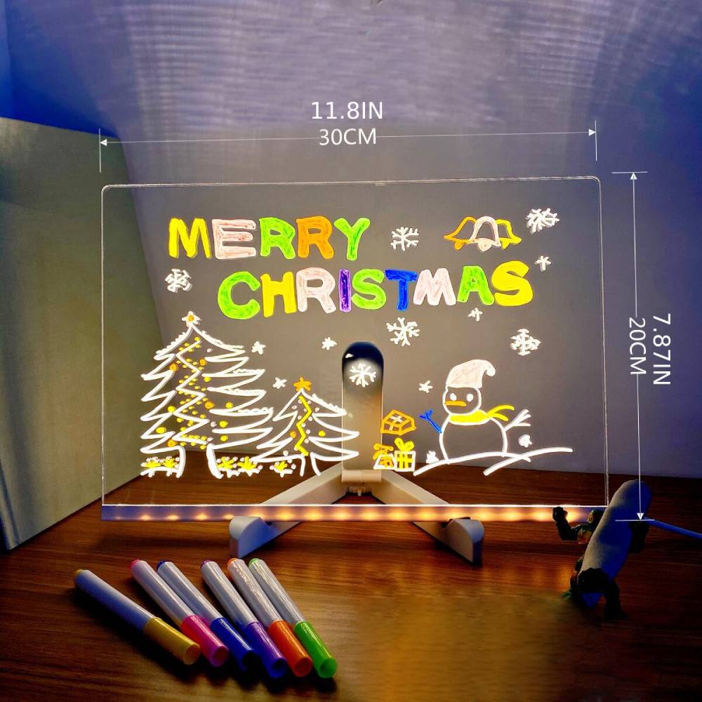 LED Note Board with Colors Glowing Acrylic Message Marker Board with Light Unique Gift for Kids