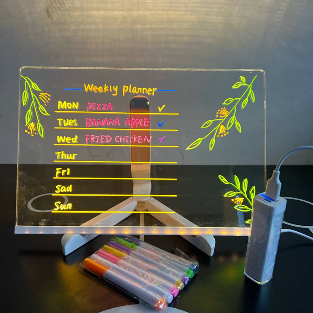 LED Note Board with Colors Glowing Acrylic Message Marker Board with Light Unique Gift for Kids