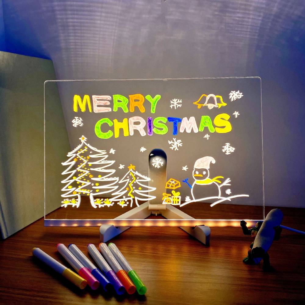 LED Note Board with Colors Glowing Acrylic Message Marker Board with Light Unique Gift for Kids